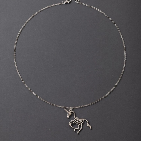 Pale Horse Skeleton Unicorn Horse Necklace Spooky Season Approved! - Picture 5 of 11